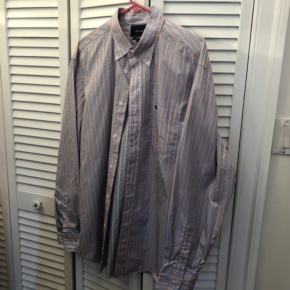 Faconnable Classique Blue orange striped shirt XL